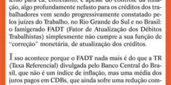 Artigo publicado no jornal O Sul, dia 17/9, veiculado na coluna da AMATRA IV