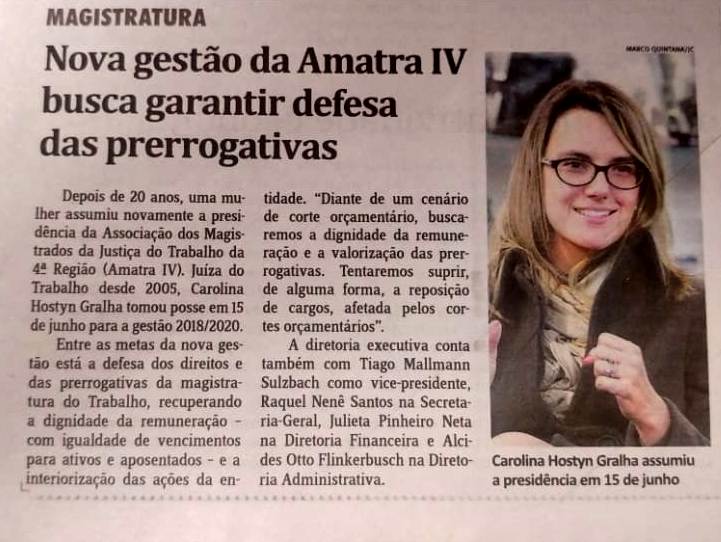 Notícia no Jornal do Comércio – AMATRA4