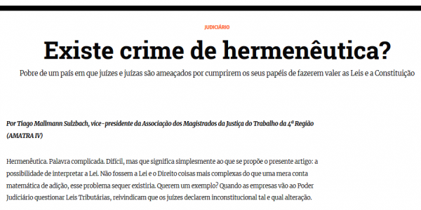 AMATRA na mídia: artigo no jornal Zero Hora